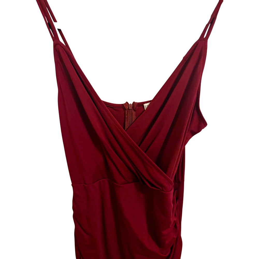 Grace Karin Burgundy Ruched Wrap Cocktail Dress Size M Sleeveless - Picture 3 of 7